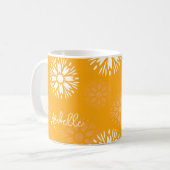 Groovy Sinaasappel Daisy Flower Retro Bloemennaam Koffiemok (Voorkant links)