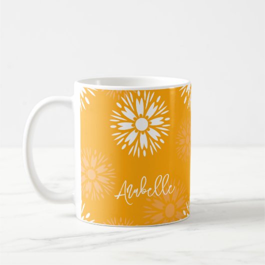 Groovy Sinaasappel Daisy Flower Retro Bloemennaam Koffiemok (Links)