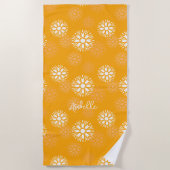 Groovy Sinaasappel Daisy Flower Retro Bloemennaam Strandlaken (Voorkant)