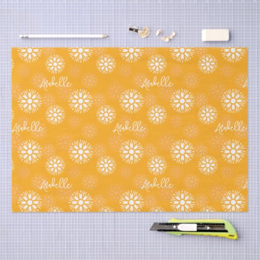 Groovy Sinaasappel Daisy Flower Retro Bloemennaam Tissuepapier (Craft)