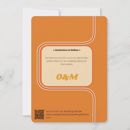 Groovy Sinaasappel en Brown Rainbow Curve Foto Save The Date (Achterkant)