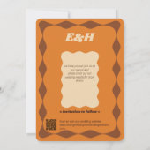 Groovy Sinaasappel en bruin golvende grens bruilof Save The Date (Achterkant)