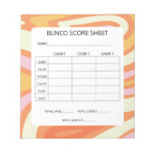 Groovy Sinaasappel en Pink Bunco Game Score Pad Notitieblok (Voorkant)