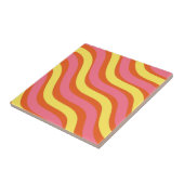 Groovy Sinaasappel Geel Roze Wavy Stripe Modern Ho Tegeltje (Zijkant)