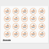 Groovy Sinaasappel geruit Modern Retro bruiloft Ronde Sticker (Vel)