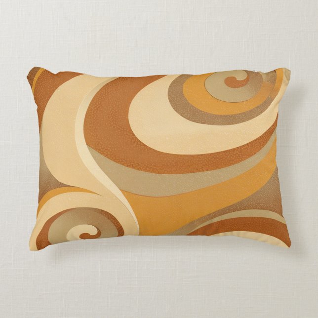 Groovy Sinaasappel Gold Brown Mid Century Modern Accent Kussen (Voorkant)