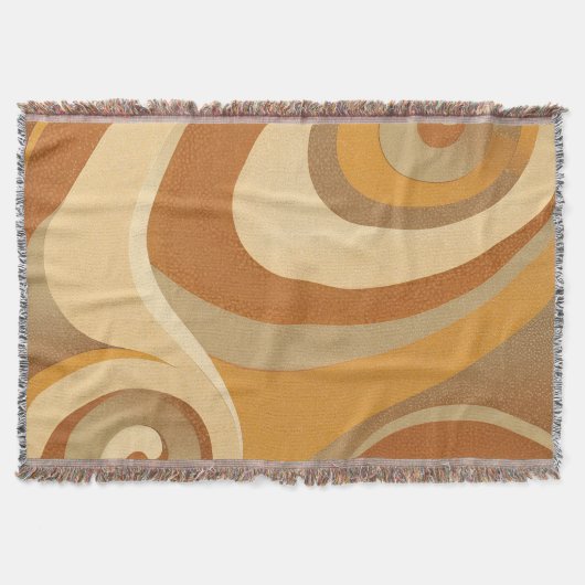 Groovy Sinaasappel Gold Brown Mid Century Modern Deken (Voorkant)