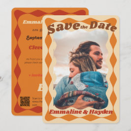 Groovy Sinaasappel golvende grens foto bruiloft Save The Date