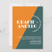 Groovy Sinaasappel Green Two Tones Wedding Invitat Kaart (Voorkant)