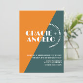Groovy Sinaasappel Green Two Tones Wedding Invitat Kaart (Staand voorkant)