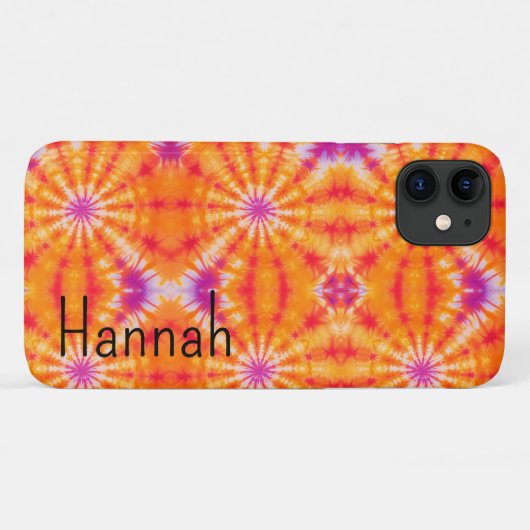 Groovy Sinaasappel Roze Tie Dye iPhone Case (Achterkant (horizontaal))