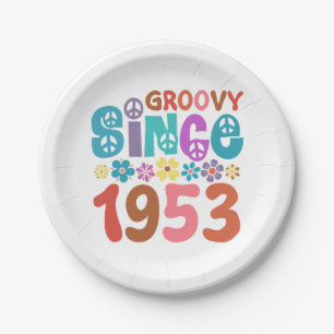Groovy sinds 1953 70e verjaardag papieren bordje