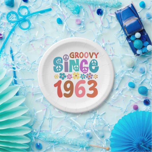 Groovy sinds 1963 60ste verjaardag papieren bordje (Feest)