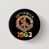 Groovy sinds 1963 Vrede voor  Verjaardagsfeest Ronde Button 3,2 Cm (Voorkant)
