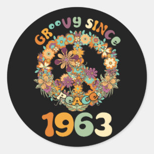 Groovy sinds 1963 Vrede voor Verjaardagsfeest Ronde Sticker