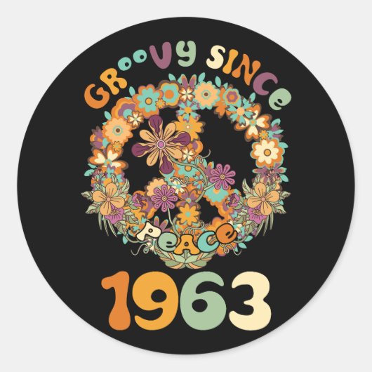 Groovy sinds 1963 Vrede voor Verjaardagsfeest Ronde Sticker (Voorkant)