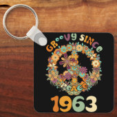 Groovy sinds 1963 Vrede voor  Verjaardagsfeest Sleutelhanger (Voorkant)
