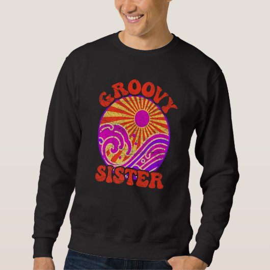 Groovy Sister 70s Aesthetic Nostalgia 1970's Retro Trui (Voorkant)