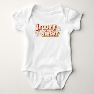 Groovy Sister Baby Body   Retro Madeliefje Bloem Romper