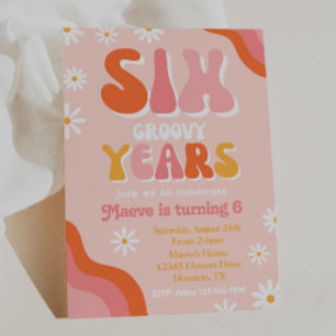 Groovy Six Birthday Invitation   Uitnodiging van G