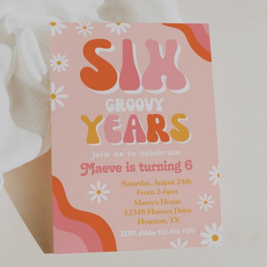 Groovy Six Birthday Invitation | Uitnodiging van G