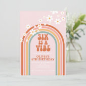 Groovy Six is een Vibe daisy regenboog 6E verjaard Kaart (Staand voorkant)