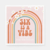 Groovy Six is een vibe daisy regenboog 6e verjaard Servet (Voorkant)