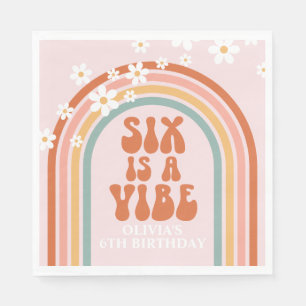 Groovy Six is een vibe madeliefje regenboog 6de ve Servet