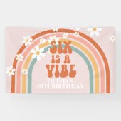 Groovy Six is een Vibe Rainbow Daisy 6th Verjaarda Spandoek (Horizontaal)