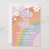 Groovy Six is een vibe Retro Rainbow 6th Birthday Kaart (Voorkant)