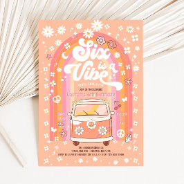 Groovy Six is een Vibe Van Bus 6de verjaardag Kaart