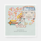 Groovy Six is vibe daisy Van 6e verjaardag Servet (Voorkant)