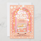 Groovy Six is Vibe Van Bus 6e verjaardag Kaart (Voorkant)