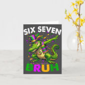 Groovy Six Seven Bruh Alligator Dabbing Mardi Gras Kaart (Gele Bloem)