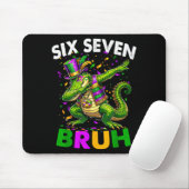 Groovy Six Seven Bruh Alligator Dabbing Mardi Gras Muismat (Met muis)