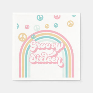 Groovy Sixteen Retro Zomer Regenboog Servet