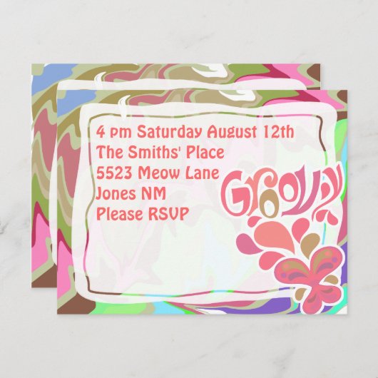 Groovy Sixties Party Kaart (Voorkant / Achterkant)