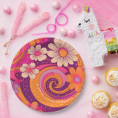 Groovy sixties patroon papieren bordje (Feest)