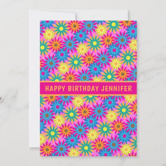 Groovy Sixties Thema Bloem Power Verjaardag Kaart (Achterkant)