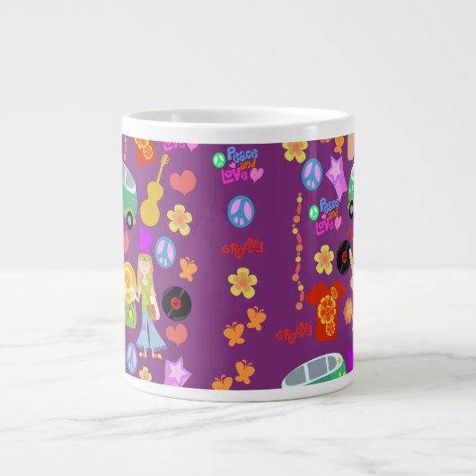 Groovy Sixties Violet Pattern Grote Koffiekop (Voorkant)