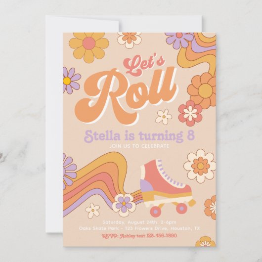 Groovy Skating Invitation | Rollend Schaats Kaart (Voorkant)