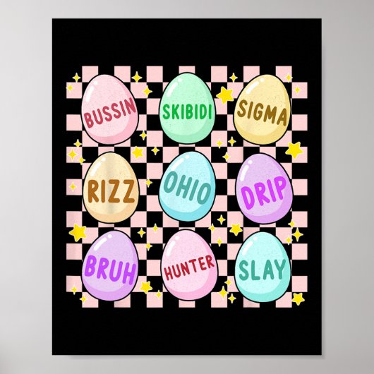 Groovy Skibidi Easter Egg Funny Rizz Meme Easter H Poster (Voorkant)