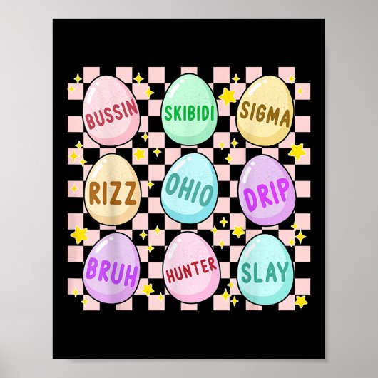 Groovy Skibidi Easter Egg Funny Rizz Meme Easter H Poster (Voorkant)