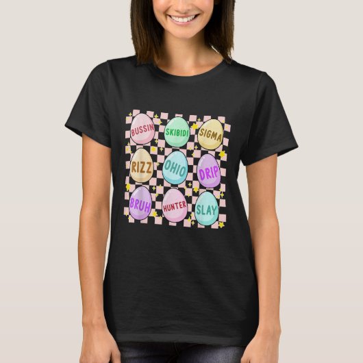 Groovy Skibidi Easter Egg Funny Rizz Meme Easter H T-shirt (Voorkant)