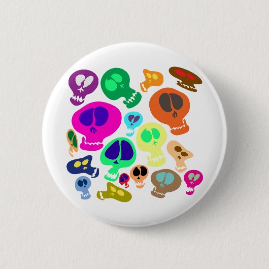 Groovy Skulls Ronde Button 5,7 Cm (Voorkant)