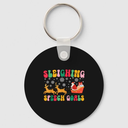 Groovy sleeën spraakdoel rendier kerst Sp Sleutelhanger (Voorkant)