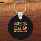 Groovy sleeën spraakdoel rendier kerst Sp Sleutelhanger (Voorkant)