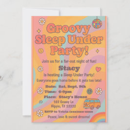 Groovy Sleep Under Birthday Party Invitation Kaart