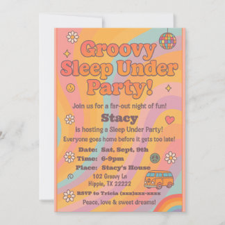 Groovy Sleep Under Birthday Party Invitation Kaart