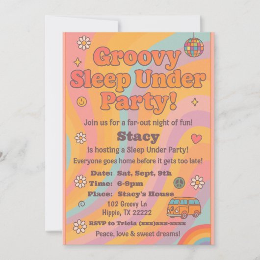 Groovy Sleep Under Birthday Party Invitation Kaart (Voorkant)